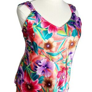 VTG Just for Women Nightgown Womens Size XL Multicolor Floral Satin